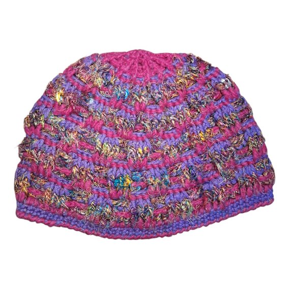 Rising Tide Hand Nepal Knitted Beanie Hat Silk, Cotton and Wool - Picture 1 of 2